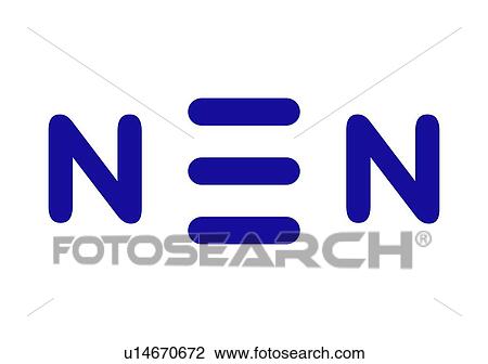 Stock Image - Elemental nitrogen molecule, illustration. Fotosearch
