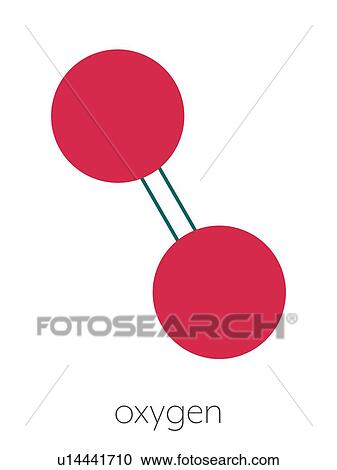 Stock Image - Elemental oxygen molecule, illustration. Fotosearch