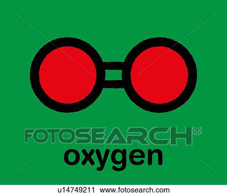 Stock Image - Elemental oxygen molecule, illustration. Fotosearch