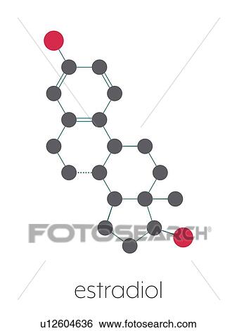 Stock Photograph - Estradiol female sex hormone molecule, illustration. Fotosearch