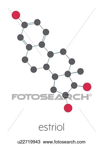 Stock Image - Estriol human estrogen hormone molecule, illustration. Fotosearch