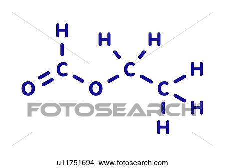 Picture - Ethyl formate molecule, illustration. Fotosearch