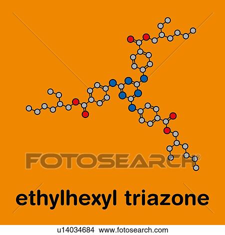 Picture - Ethylhexyl triazone sunscreen molecule, illustration. Fotosearch
