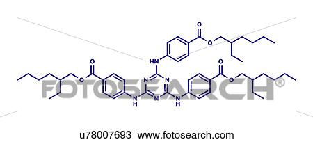 Stock Image - Ethylhexyl triazone sunscreen molecule, illustration. Fotosearch