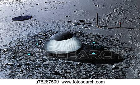 Future city on the Moon, illustration View Large Photo Image Stock Photo - Future city on the Moon, illustration. Fotosearch