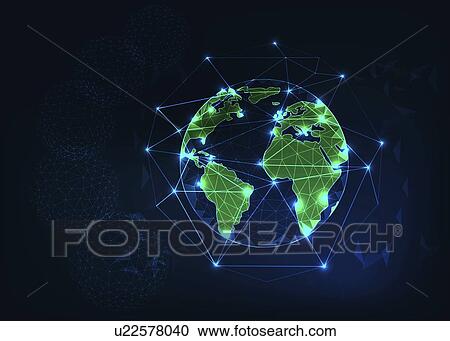 Stock Image - Futuristic green planet Earth, conceptual illustration. Fotosearch