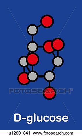 Stock Image - Glucose grape sugar molecule, illustration. Fotosearch