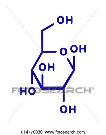Stock Image - Glucose grape sugar molecule, illustration. Fotosearch