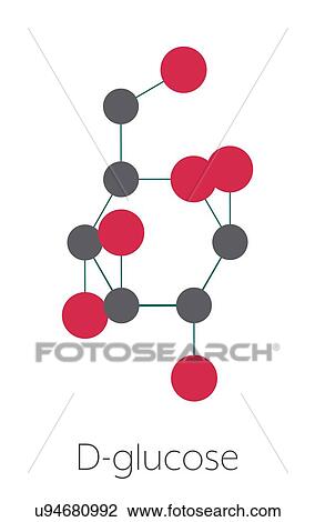 Stock Image - Glucose grape sugar molecule, illustration. Fotosearch
