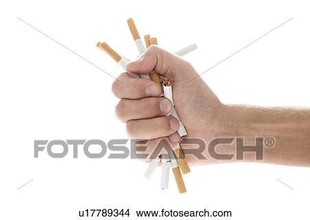 Picture - Hand crushing cigarettes. Fotosearch