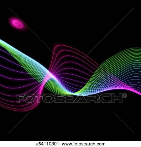 Stock Image - Illuminated pink and green lights, illustration. Fotosearch