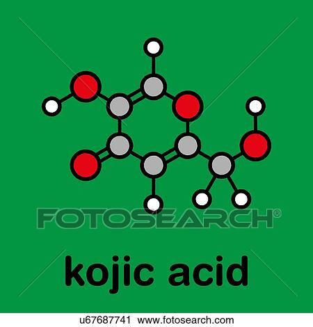 Stock Image - Kojic acid molecule, illustration. Fotosearch