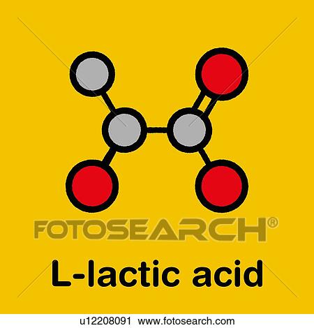 Stock Image - Lactic acid milk sugar molecule, illustration. Fotosearch