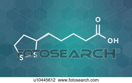 Stock Image - Lipoic acid enzyme cofactor molecule, illustration. Fotosearch
