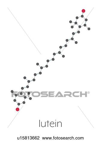 Stock Image - Lutein yellow-orange plant pigment molecule, illustration. Fotosearch