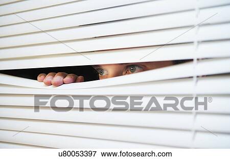 Man peeking through venetian blinds View Large Photo Image Stock Photo - Man peeking through venetian blinds. Fotosearch
