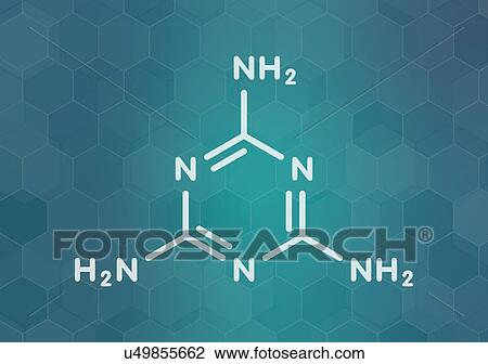 Stock Image - Melamine molecule, illustration. Fotosearch