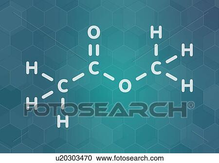 Stock Image - Methyl acetate solvent molecule, illustration. Fotosearch
