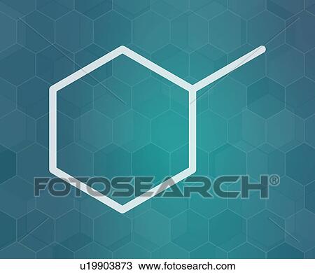 Stock Image - Methylcyclohexane solvent molecule, illustration. Fotosearch