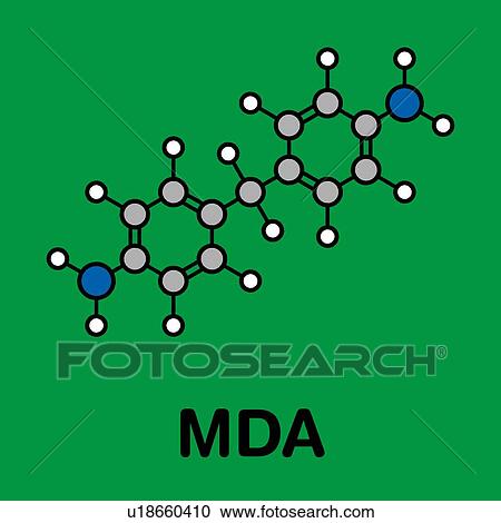 Stock Image - Methylenedianiline molecule, illustration. Fotosearch