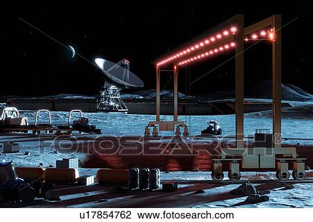 Stock Image - Mining on the Moon, illustration. Fotosearch