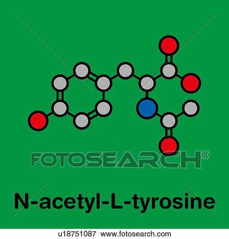 Stock Photo - N-acetyl-tyrosine molecule, illustration. Fotosearch