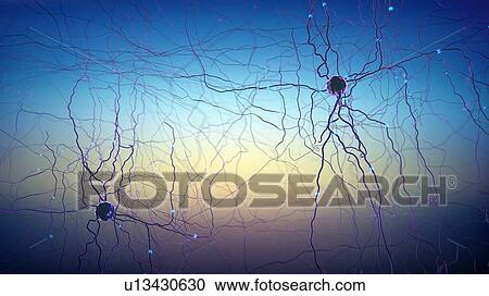 Stock Image - Neural network, illustration. Fotosearch