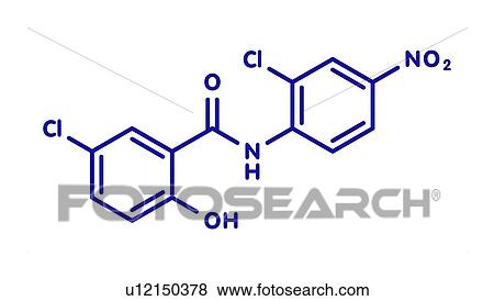 Stock Photo - Niclosamide tapeworm drug molecule, illustration. Fotosearch