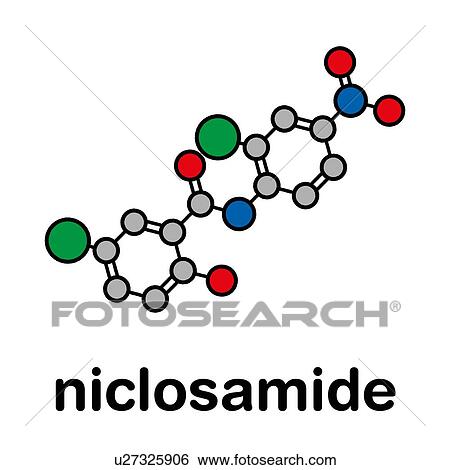 Stock Photograph - Niclosamide tapeworm drug molecule, illustration. Fotosearch