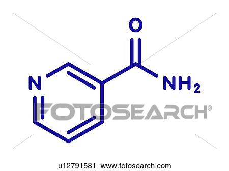 Stock Image - Nicotinamide drug and vitamin molecule, illustration. Fotosearch