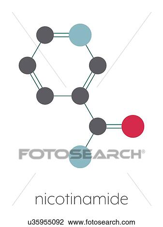 Stock Image - Nicotinamide drug and vitamin molecule, illustration. Fotosearch