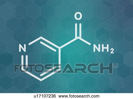Stock Photograph - Nicotinamide drug and vitamin molecule, illustration. Fotosearch
