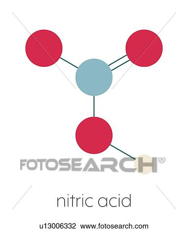 Stock Image - Nitric acid strong mineral acid molecule, illustration. Fotosearch