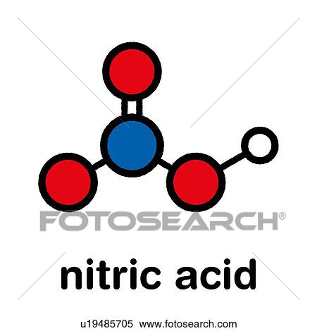 Stock Photography - Nitric acid strong mineral acid molecule, illustration. Fotosearch