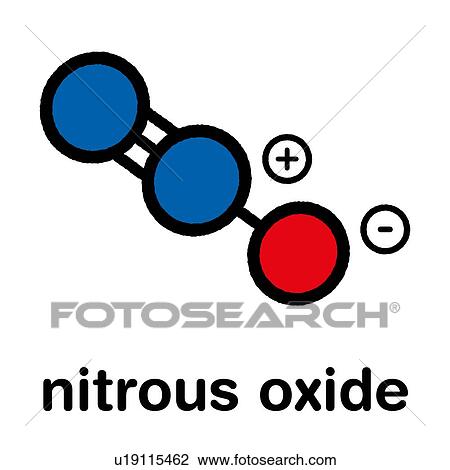 Stock Image - Nitrous oxide molecule, illustration. Fotosearch