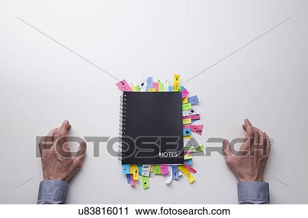 Stock Image - Notepad full of sticky notes. Fotosearch
