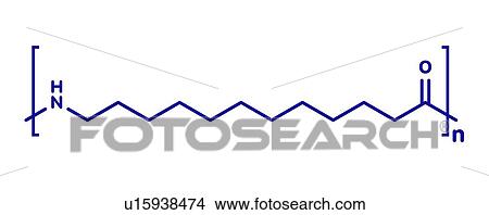 Picture - Nylon 12 polymer chemical structure, illustration. Fotosearch