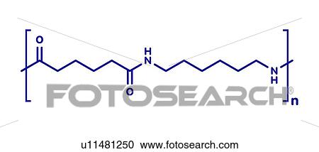 Stock Image - Nylon plastic polymer chemical structure, illustration. Fotosearch