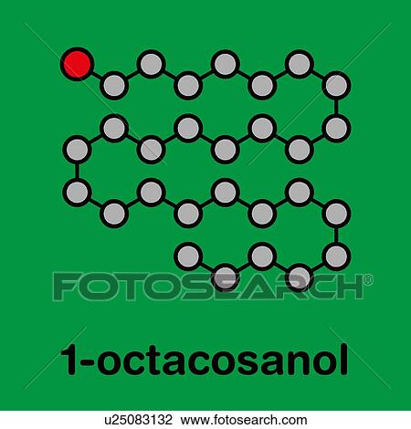 Stock Image - Octacosanol plant wax component molecule, illustration. Fotosearch