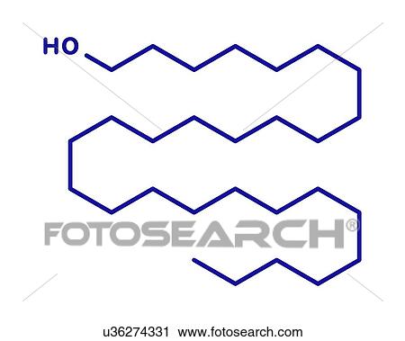 Stock Image - Octacosanol plant wax component molecule, illustration. Fotosearch