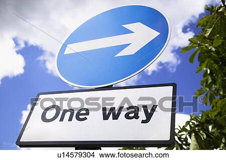 Picture - One way sign. Fotosearch