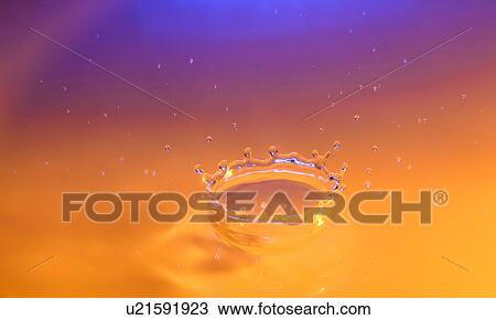 Stock Image - Orange and purple splashing water. Fotosearch