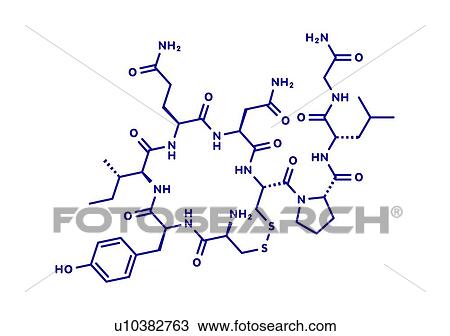Stock Image - Oxytocin hormone molecule, illustration. Fotosearch
