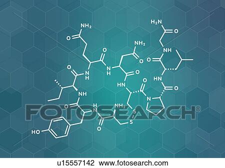 Stock Image - Oxytocin hormone molecule, illustration. Fotosearch