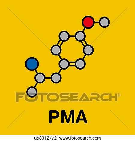 Stock Image - p-methoxyamphetamine hallucinogenic drug molecule. Fotosearch