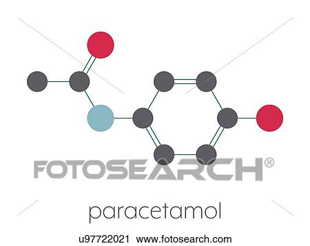 Stock Image - Paracetamol analgesic drug molecule, illustration. Fotosearch