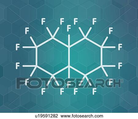Stock Image - Perfluorodecalin fluorocarbon molecule, illustration. Fotosearch