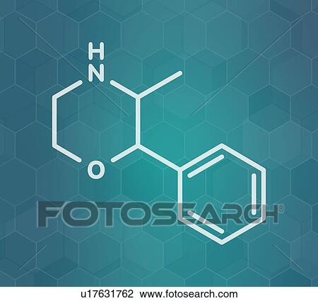 Stock Image - Phenmetrazine stimulant drug molecule, illustration. Fotosearch