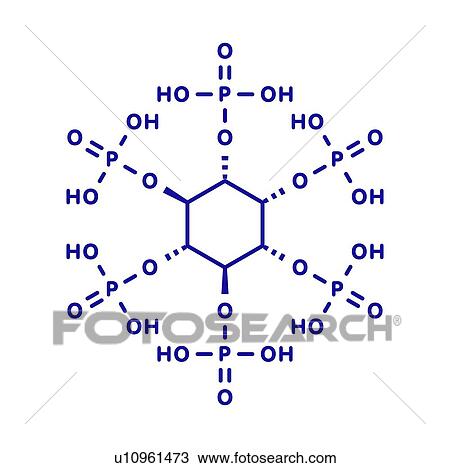 Stock Image - Phytic acid chemical structure, illustration. Fotosearch