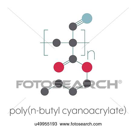 Stock Image - Poly-n-butyl cyanoacrylate polymer chemical structure. Fotosearch